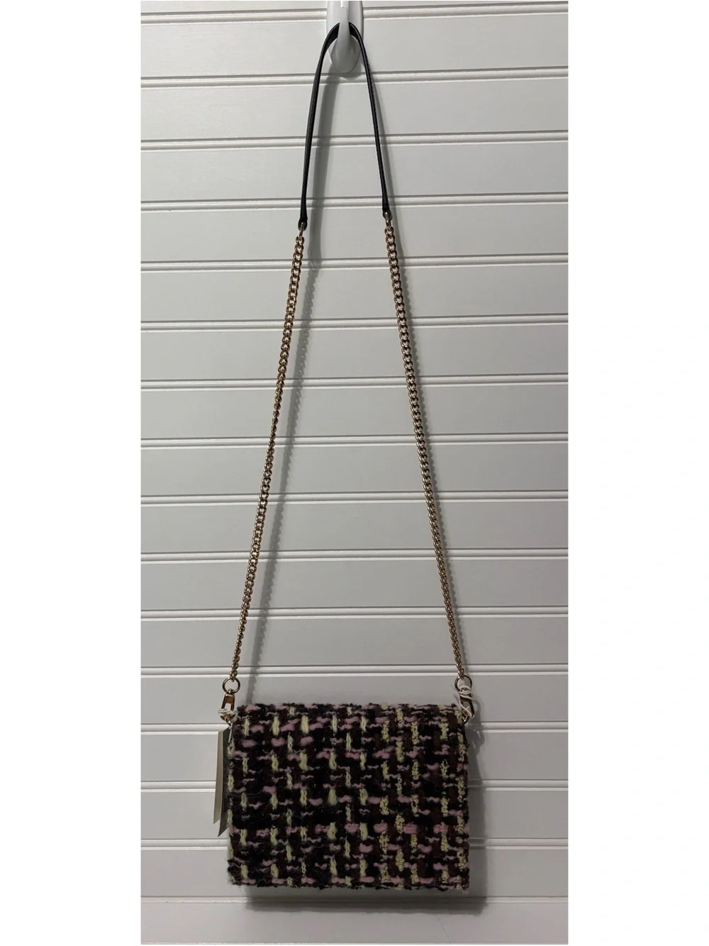 TORY BURCH Emerson Wool Tweed Convertible Chain Crossbody Wallet Shoulder Bag